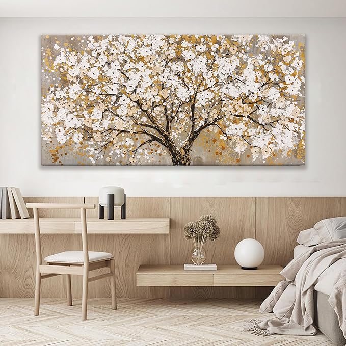 Large Wall Art For Living Room Gold Abstract Tree Of Life Modern Artwork Canvas Art Wall Decor Painting Tree Pictures Home Wall Decor Ready To Hang For Bedroom Decor 29" X 58"