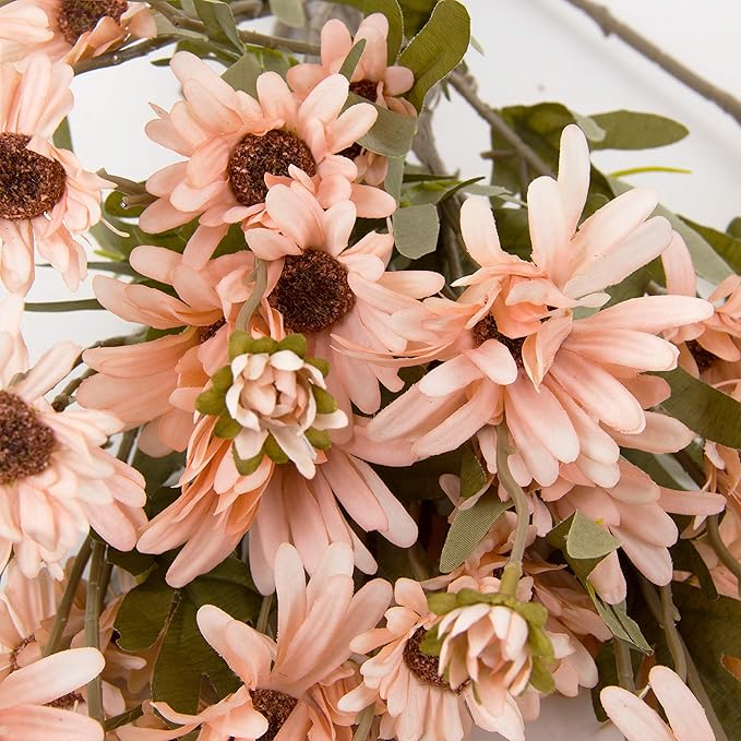 12pcs Gerbera Daisy Artificial Flowers 20 Inch Long Stem Artificial Daisy Mums for Home Décor Centerpiece Wedding Bridal Bouquet DIY(Purple)