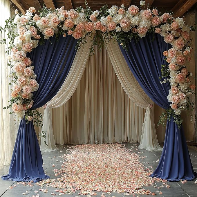 10x10ft Wrinkle Free Navy Blue Backdrop Curtain for Parties Soft Fabric Drapes Wedding Blue Curtain Backdrop for Birthday Party Decorations Background for Photography 5x10ft, 2 Panels