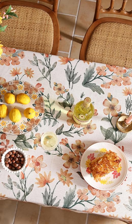 Designer Floral Linen Small Square Tablecloth,Vintage William Morris Soft and Durable Table Cloth,Decorative Table Cover for Kitchen,Dining,Thanksgiving,Christmas,55"*55"-Athea