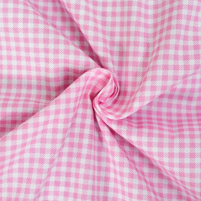 FADFAY Shabby Floral Duvet Cover Set Pink Grid Cotton Farmhouse Bedding with Hidden Zipper Closure 3 Pieces, 1duvet Cover & 2pillowcases,Twin XL Size