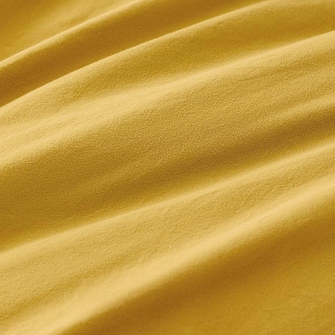Bedsure Mustard Yellow Duvet Cover Full Size - 3 Pieces Prewashed Extra Soft Cotton-Like Bedding Set, Includes 1 Duvet Cover 80x90 Inches with Zipper Closure & 2 Pillow Shams, Comforter Not Included