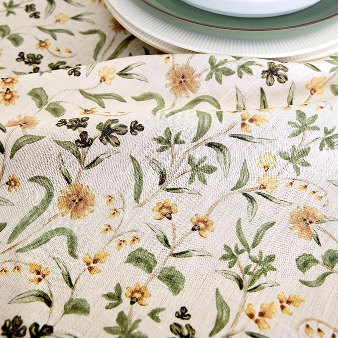 Solino Home 100% Pure Linen Table Runner 90 Inches Long - Multicolor Floral Print Table Runner 14 x 90 Inch - Handcrafted and Machine Washable - Fall Botanical Print
