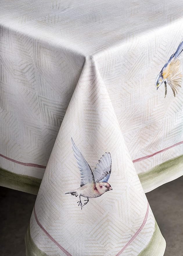 Maison d' Hermine Table Cloth Rectangle Table 100% Cotton 60 x 108 Inches Tablecloth Reusable Decorative for Dining Room, Farmhouse, Home, Party, Festive & Wedding Spring Summer - Flying Birds