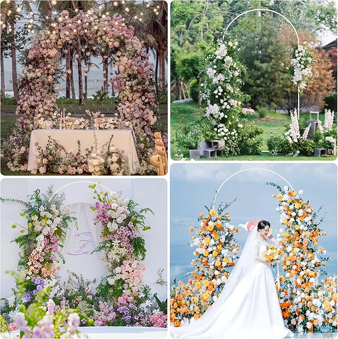 Asee'm 7.2FT White Wedding Arch Stand Metal Square Arched Backdrop Frame for Party Ceremony Birthday Bridal Baby Shower Garden Floral Balloon Arch Decoration