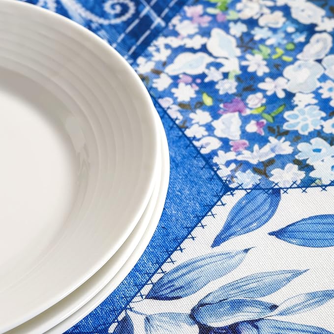Maison d' Hermine Table Cloth Rectangle Table 100% Cotton 60 x 90 Inches Tablecloth Reusable Decorative for Dining Room, Farmhouse, Home, Party, Festive & Wedding Spring Summer - Summer Blues