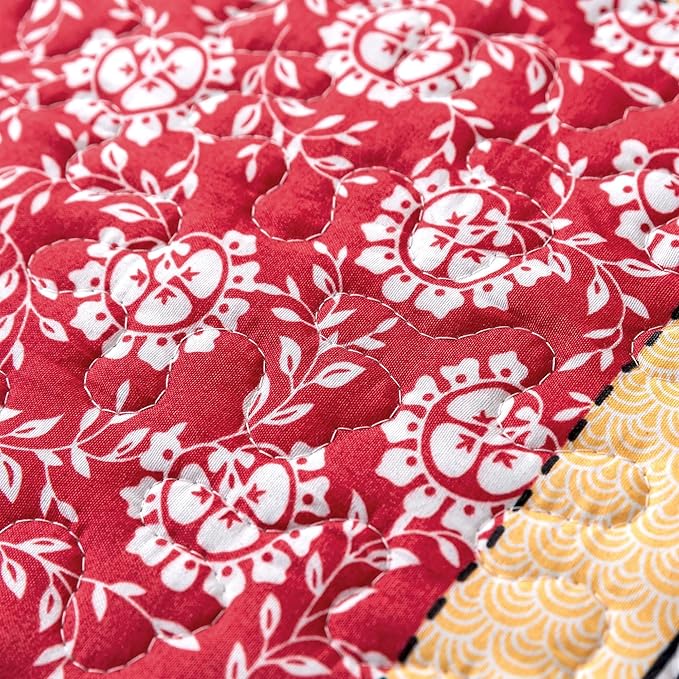 HoneiLife King Quilt Bedding Set - Rustic Quilt Sets 3-Piece,Patchwork Bedspreads for King Bed,Lightweight Coverlets Microfiber Bed Cover, Quilt King Size All Season Quilts-Orange