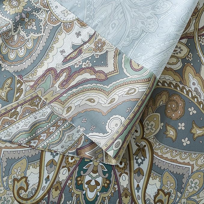 FADFAY Paisley Sheets Set Twin XL Classic Boho College Bedding Luxurious Bohemian Damask Paisley Dorm Bedding 100% Egyptian Cotton 800 Thread Count Deep Pocket Fitted Sheet 4Pcs, Twin XL Size