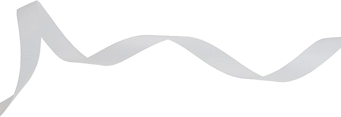 Solid Grosgrain Ribbon 25 Yard Each Roll 100% Polyester Woven Edge (5/8", White)