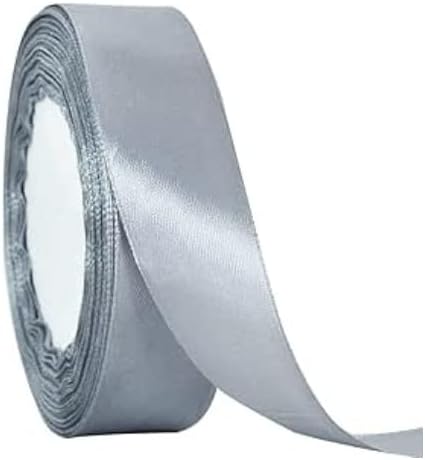 TONIFUL Silver Satin Ribbon 1 Inch X 25yds Solid Silk Ribbons for Gift Wrapping, Craft, Floral Bouquets, Valentine's Day Christmas Gift Wrapping, Party Wedding Decoration