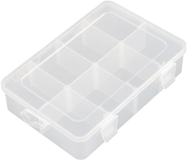 2 Packs 8-Compartments Art Supply Container, Clear Plastic Organizer Box with Dividers for Crafts Jewelry Fishing Tackles Hardware Metal
