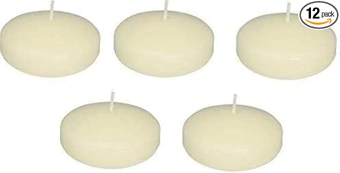 D'light Online Floating Candles Bulk Pack for Events, Weddings, Spa, Home Decor, Special Occasions and Holiday Decorations (Large - 3" (Set of 12), Ivory)