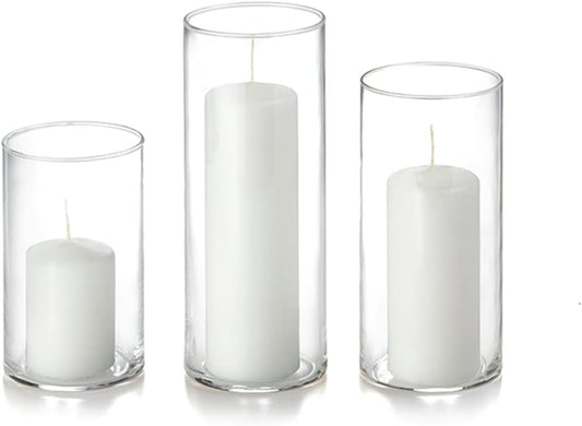 Yummi Set of 3 Slim Pillars and Cylinder Vases - White