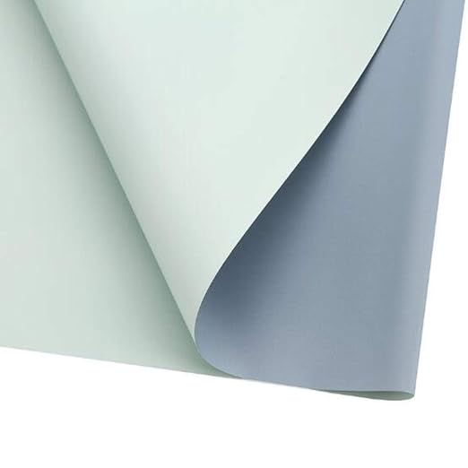 BBJ WRAPS Double Color Flower Wrapping Paper Waterproof Florist Bouquet Packaging Wraps 20 Sheets 23.6x23.6 Inch (Mist Blue)