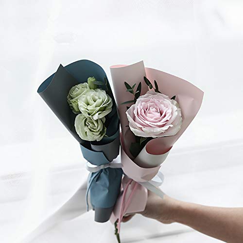 BBJ WRAPS Double Color Flower Wrapping Paper Waterproof Florist Bouquet Packaging Wraps 20 Sheets 23.6x23.6 Inch (Cadet Blue)