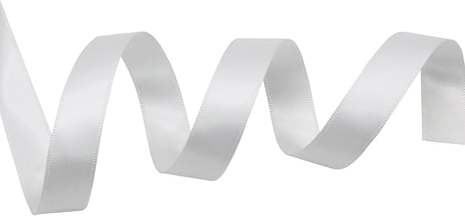 White Double Faced Satin Ribbon 7/8 Inch - 100 Yards Continuous Soft Gift Wrapping Package Ribbon for Invitations, Flower Bouquets, Weddings, Bows, Hair Decoration, Valentine's Day, and Mother's Day