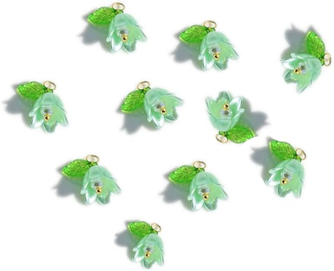 Leadigol 30PCS Bell Orchid Beads Pendant, Flower Beads, DIY Crafts Bracelet Making Kit, Lampwork Beads Jewelry Findings Charms, for DIY Jewelry Making, Beading Projects
