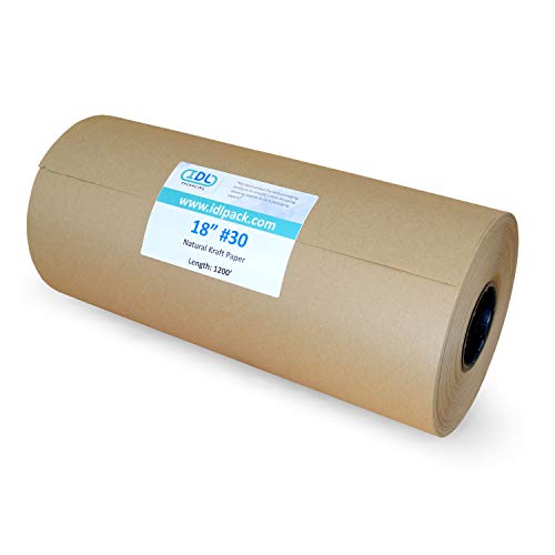 IDL Packaging Large Brown Kraft Paper Roll 18" x 1200 feet (14400 inches) - Natural Wrapping Paper for Packing - Perfect Paper for Void Filling - Paper for Kids Art Projects