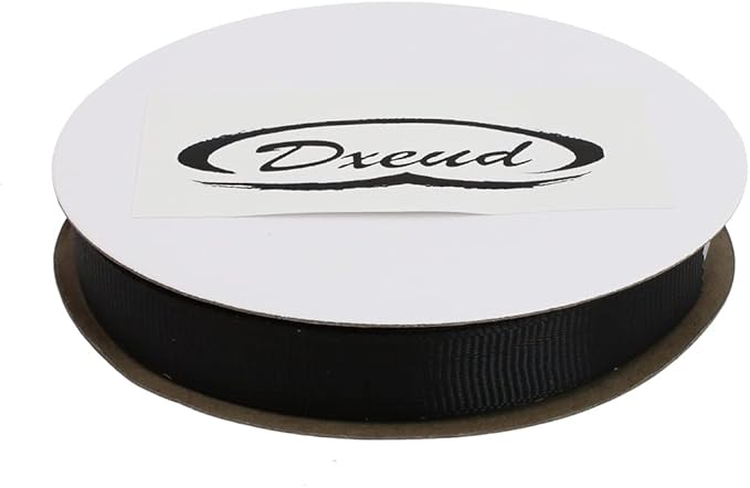 Solid Grosgrain Ribbon 25 Yard Each Roll 100% Polyester Woven Edge (5/8", Black)