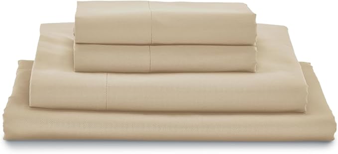 MyPillow Giza Dreams Bed Sheets, 100% Certified Giza Egyptian Cotton, Deep Pocket, Sateen Weave [Twin XL, Tan]