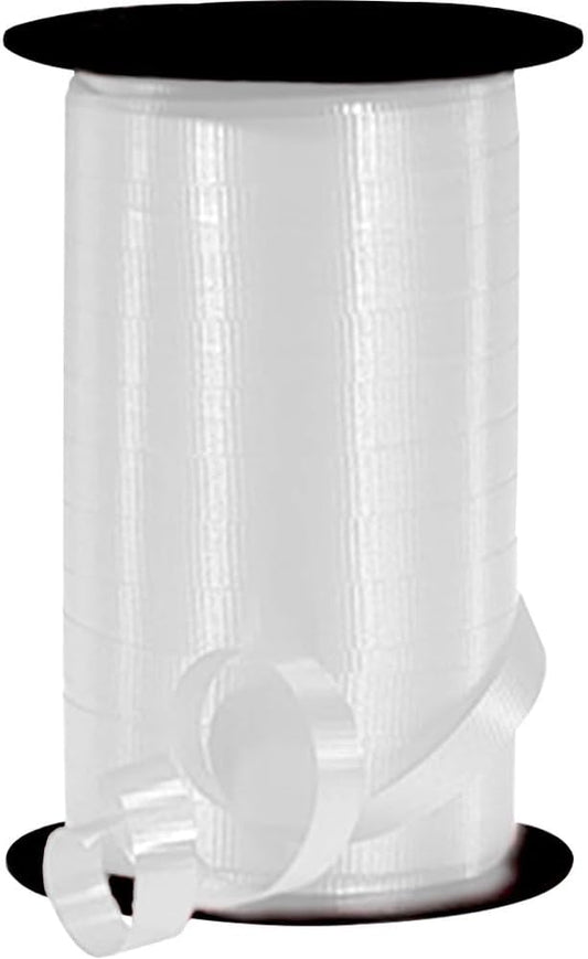 PMU Curling Ribbon - Crimped Texture Curling Ribbons for Gift Box Wrapping, Florist Flowers, Birthday Party Decorations, Festival Art Craft & Christmas Décor - White 3/8 Inch X 250 Yards, Pkg/1