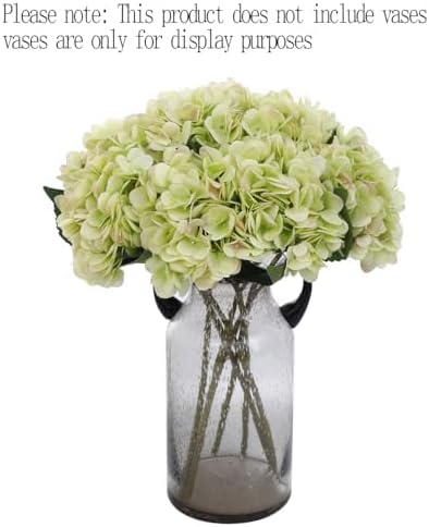 Kimura's Cabin 6pcs Green Silk Hydrangea Flowers Bouquets Faux Hydrangea Stems for Home Wedding Party Table Core Decoration (Lime Green)