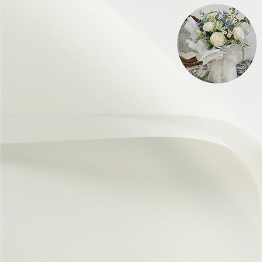 BBJ WRAPS 40 Sheets White Floral Paper, Waterproof Flower Wrapping Paper for Florist, Durable Bouquet Wrapping Paper for Floral Arrangements on Valentine's Day, Mother's Day, 22.8x22.8 Inch - (White)