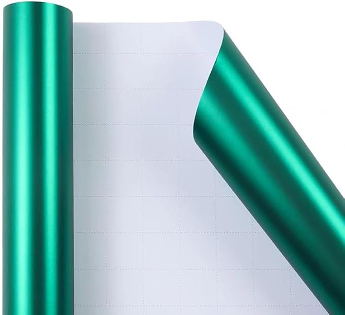 ZINTBIAL Metallic Green Wrapping Paper Roll with Cut Lines - Solid Green Holiday Gift Wrap for Graduation, Christmas, Birthdays, Baby Shower, Wedding - 17.5 in x 33 ft (48 sq. ft), Easy to Cut