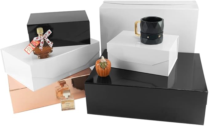 1 Pcs Black Extra Large Gift Box with Lid, 16.5 x 13 x 5.3 Inches, Hard Magnetic Giant Gift Boxes for Presents Clothes Robe Wedding Dress Sweater,Reusable Foldable Bridesmaid Proposal Box