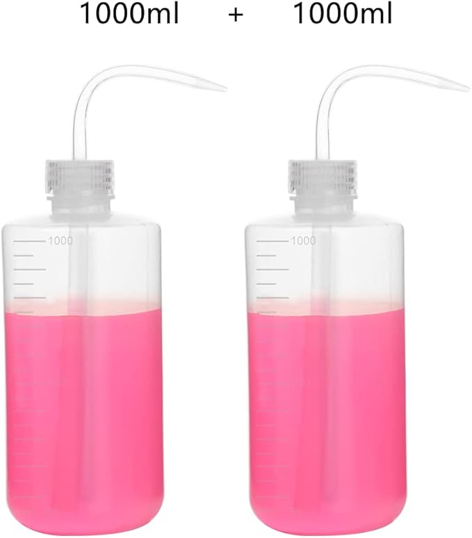 stonylab Chemical Wash Bottle, 4-Pack Plastic Safety Lab Squeeze Wash Bottle, LDPE with Narrow Mouth, 1000 ml / 4 Bottle