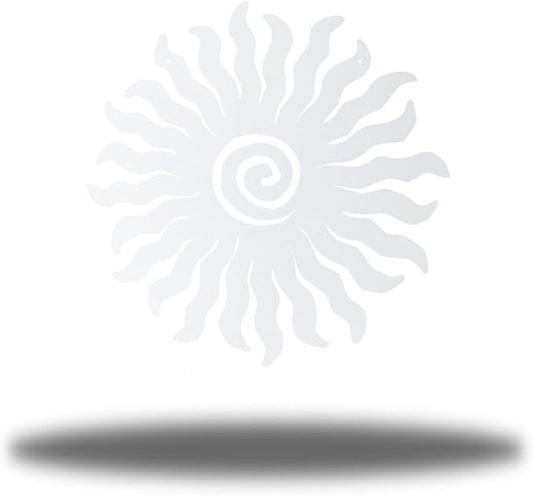 Riverside Designs Sunburst Metal Wall Art Steel Outdoor Decor - Heavy-Duty and Waterproof - Made in USA (12", White)