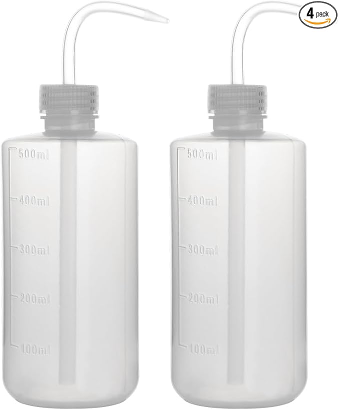 stonylab Chemical Wash Bottle, 4-Pack Plastic Safety Lab Squeeze Wash Bottle, LDPE with Narrow Mouth, 500 ml (16 oz)/4 Bottle
