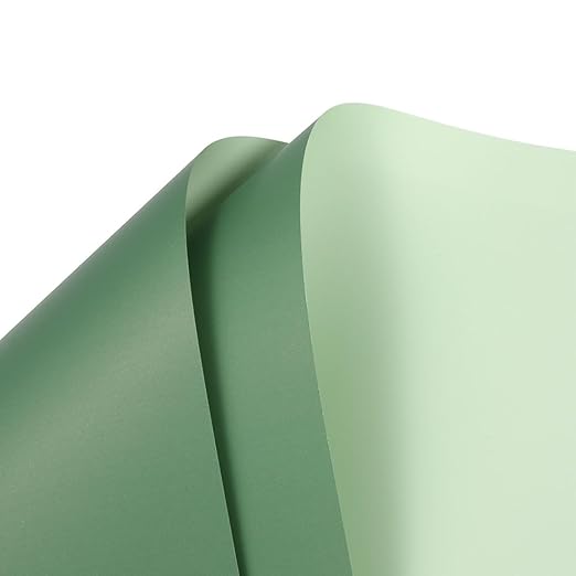 Double Sided Color Flower Wrapping Paper - 10 Sheet Waterproof Floral Bouquet Wrapping Paper Fits for Wedding Graduation Gifts - (22.8x22.8 Inch, Grey Green/Turquoise)