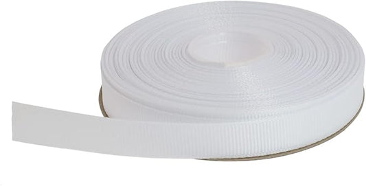 Solid Grosgrain Ribbon 25 Yard Each Roll 100% Polyester Woven Edge (5/8", White)