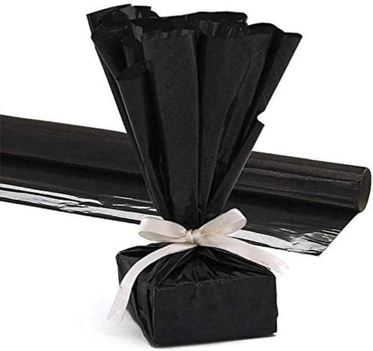 PMU Gift Wrap Mylar Roll Metallic Black 2-sided, 48 Inches X 50 Ft Roll 1.4 Mil Highly Reflective Mylar Film, Great for Gifts, Birthdays, Christmas, Baskets, Arts & Crafts