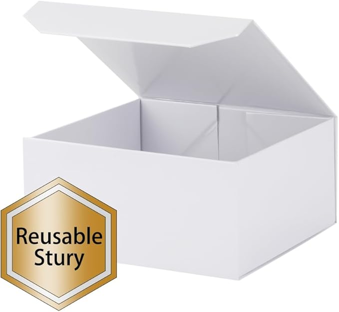 6 Pcs Small White Gift Box 6x6x3 Inch Magnetic Gift Box Small Magnetic Box with Crinkle Paper White Small Gift Box with Shredded Paper Luxury Gift Boxes with Lids for Presents