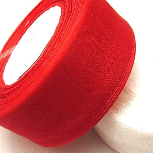 Chenkou Craft Solid Organza Ribbon 2" Christmas Red 1 Roll 50Yards Craft Bow Party Decoration Packing Ribbons (Red, 2"(50mm))