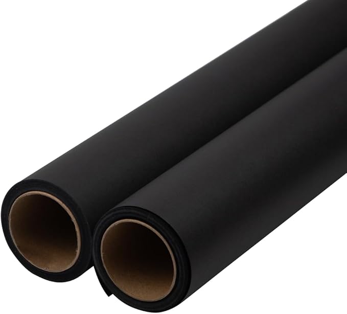JAM Paper Gift Wrap - Matte Wrapping Paper - 50 Sq Ft Total (30 in x 10 Ft Each) - Matte Black - 2 Rolls/Pack