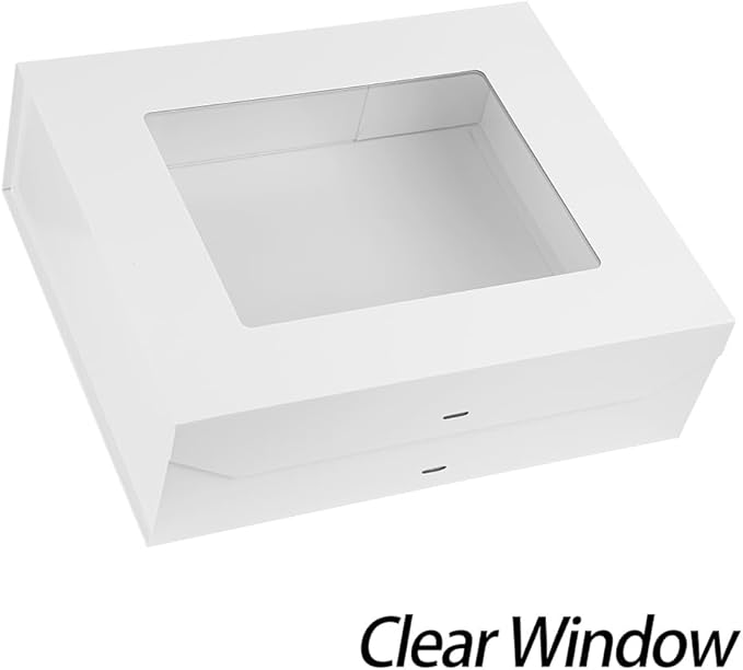 3 Pcs Extra Large White Gift Box White for Presents with Ribbon 19x16x6 Inches Clear Gift Box with Window Magnetic Closure Gift Boxes with Lids