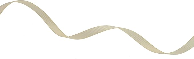 Solid Grosgrain Ribbon 25 Yard Each Roll 100% Polyester Woven Edge (1/4", Beige)