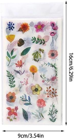 12sheets Watercolor Flower Stickers for Scrapbooking, Fresh Floral Summer Sticker Scrapbooking White Floral Plant Design, Small Decorative Stickers for DIY,Diary Decoration,Books Summer's GIF