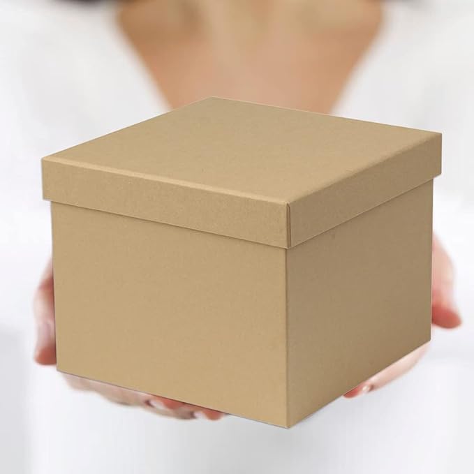 Briful Square Gift Boxes with Lids Set of 3 Brown Gift Box Assorted Sizes Nesting Gift Boxes for Presents Birthday Bridesmaid Wedding Valentines Christmas Party Favor Boxes