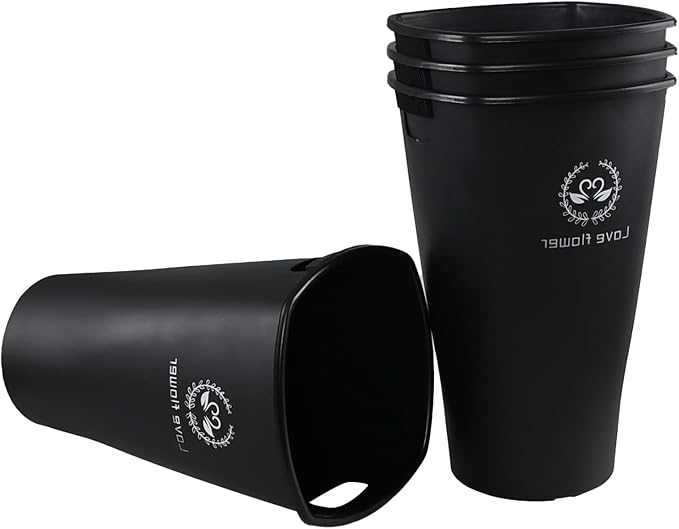 Pekky 4 Packs Tall Plastic Flower Buckets, 15.87 Inches Flower Display Bucket, Black