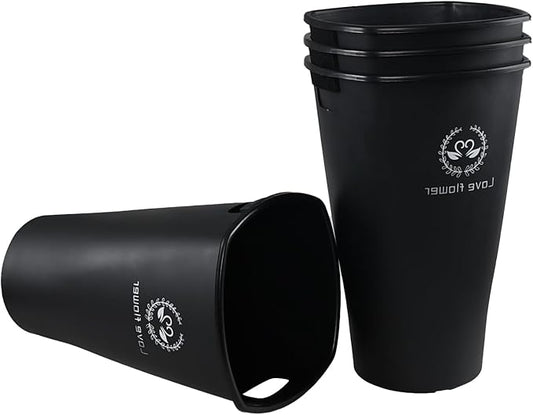 Pekky 4 Packs Tall Plastic Flower Buckets, 15.87 Inches Flower Display Bucket, Black
