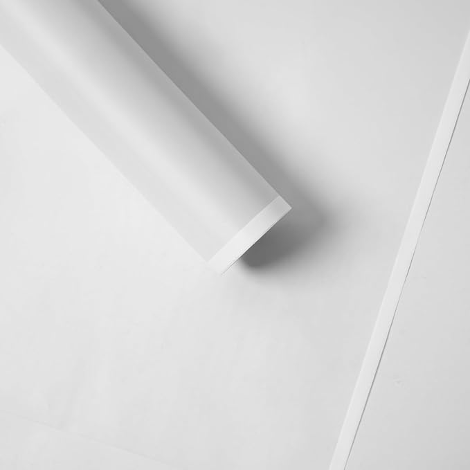 Kosotody 20 Sheets Frosted Flower Wrapping Paper White Line Waterproof Florist Bouquet with Ribbon for Bouquets DIY Crafts Packaging Bouquet, 22.8x22.8 inch (White)
