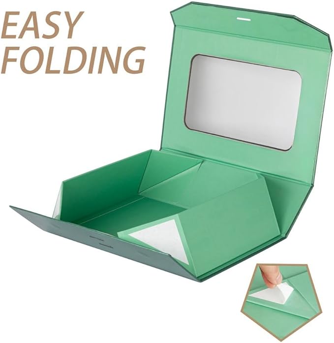 Large Gift Box for Presents with Ribbon 13.2x11x5.3 Inches Clear Gift Box with Window Magnetic Closure Gift Boxes with Lids