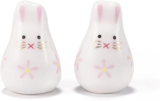 Beadthoven 5pcs Easter Rabbit Ceramic Beads White Rabbit Handmade Porcelain Beads Cute Lucky Animal Loose Craft Spacers for Jewelry Making DIY Bracelet Necklace Earrings Crafting 21x13.5mm Hole: 1.8mm