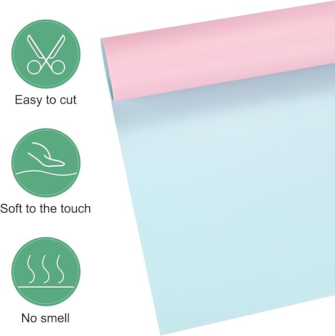 M METERXITY 20 Sheets Flower Wrapping Paper Bouquet, 23 Inch Double-Sided Sky Blue & Pastel Pink BOPP Waterproof Floral Wrapping Paper Flower Packaging DIY for Wedding/Party/Gift Wrap Paper