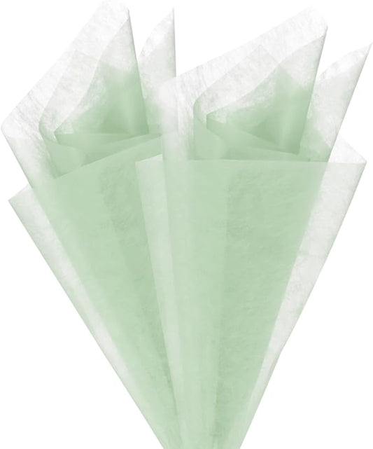 M METERXITY 152-Sheet Korean Cotton Wrapping Flower Paper, 11.8 Inch/ 30cm Waterproof Floral Wrapping Cotton Paper for Bouquets/Gift Packaging [Light Green]