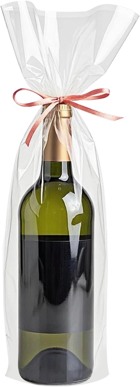 Morepack Cellophane Bags for Wine Bottles,6x18 Inches 100Pcs Clear Wine Gift Cello Bags With Twist Ties (Flat, No Gusset)